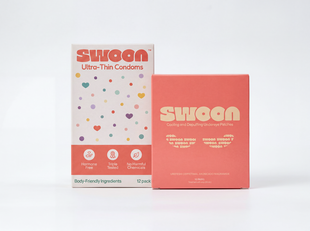 Swoon Quick Reset Bundle: Ultra-Thin Condoms 12-pack and under-eye patches box